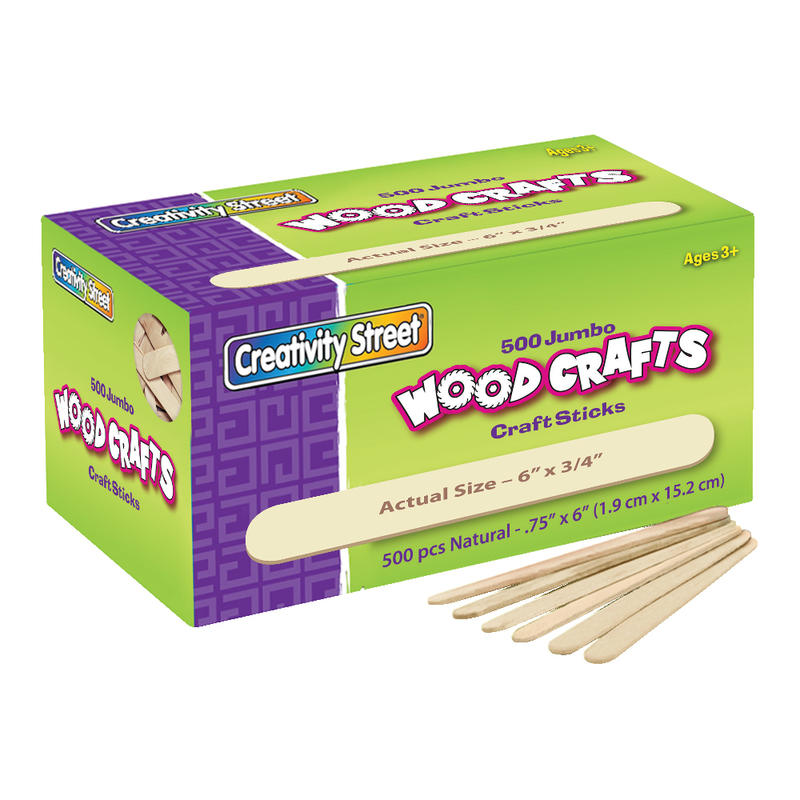 Creativity Street Wood Crafts Jumbo Craft Sticks, 6in x 3/4in x 2mm, Natural, Box Of 500 (Min Order Qty 7) MPN:377601