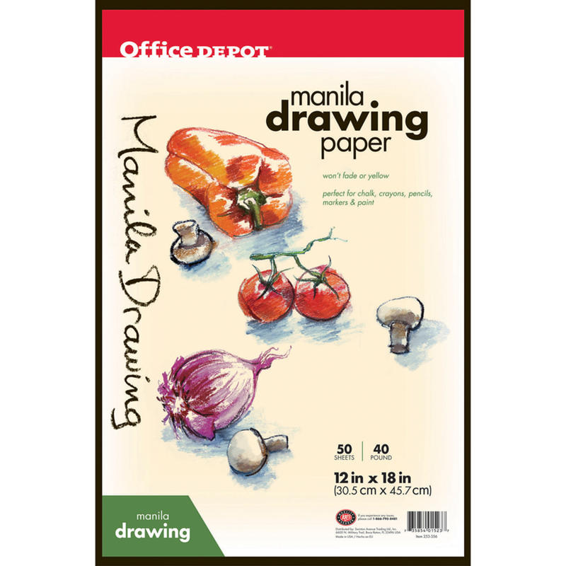 Office Depot Brand Manila Drawing Paper, 12in x 18in, 40 Lb, 50 Sheets (Min Order Qty 17) MPN:193194-11980