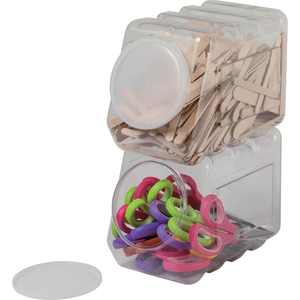 Pacon Interlocking Storage Container With Lid - External Dimensions: 5.5in Width x 9.5in Depth x 6.8in Height - Interlocking Closure - Plastic - Clear - 1 / Each (Min Order Qty 7) MPN:27660