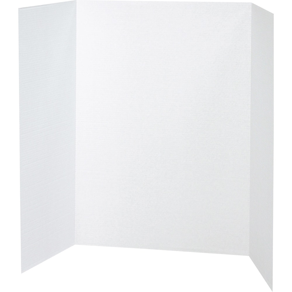 Pacon 80% Recycled Single-Walled Tri-Fold Presentation Boards, 48in x 36in, White, Carton Of 24 MPN:3763