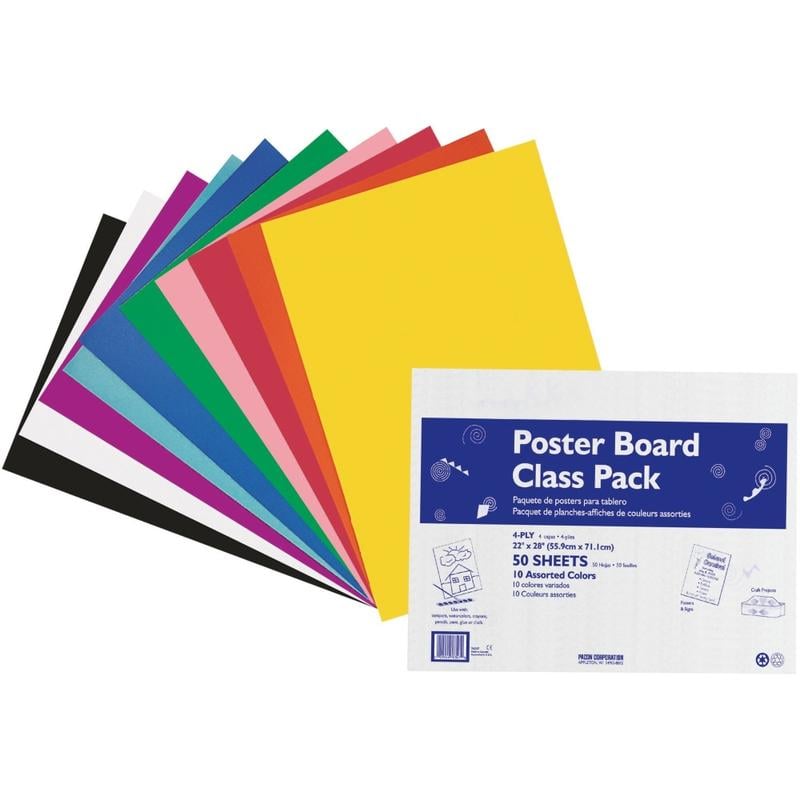 Pacon Peacock 100% Recycled Railroad Board, 22in x 28in, 4-Ply, Assorted, Carton Of 50 Sheets (Min Order Qty 2) MPN:0076347