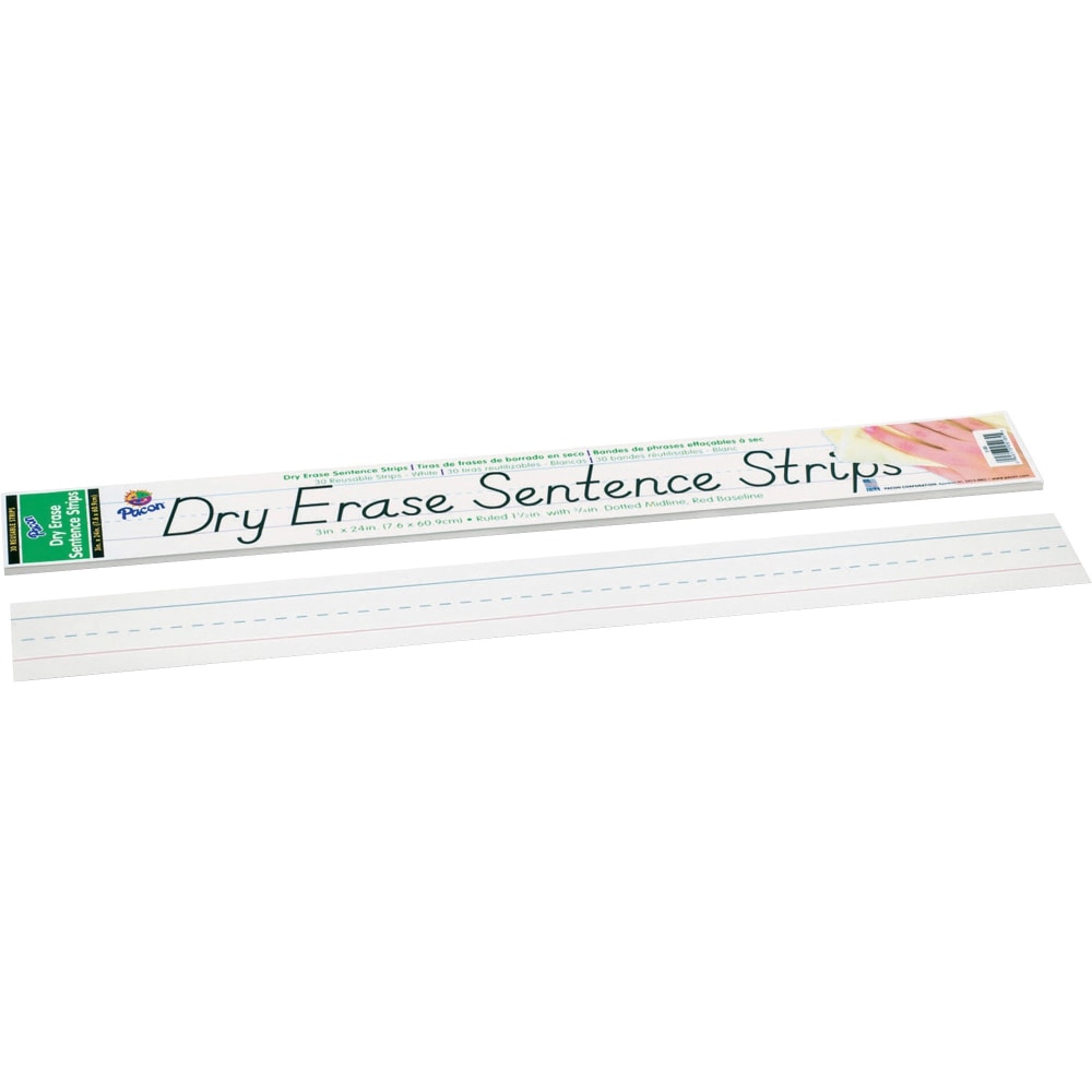 Pacon Dry-Erase Sentence Strips, White, Pack Of 30 (Min Order Qty 5) MPN:5185