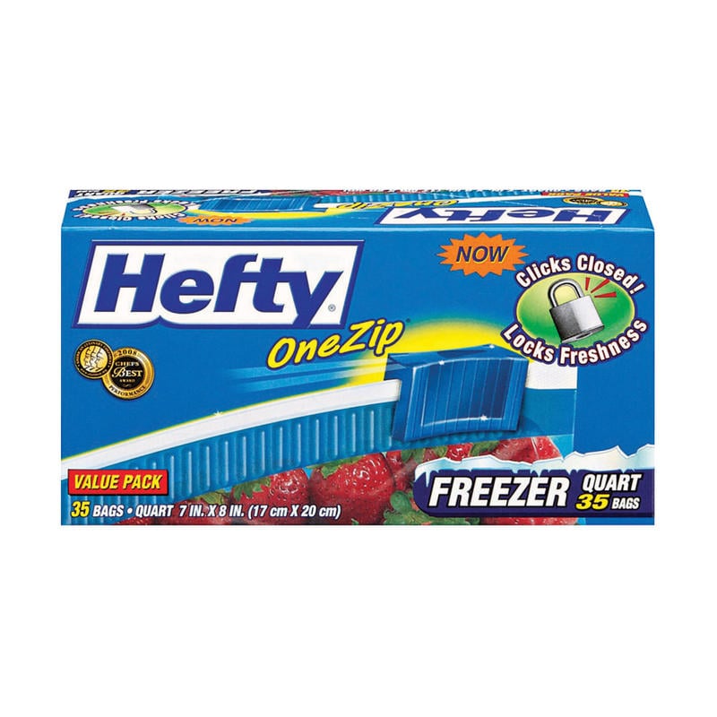 Hefty OneZip Storage Bags, 1 Quart, 7in x 8in, Clear, Box Of 35 (Min Order Qty 6) MPN:00R82235