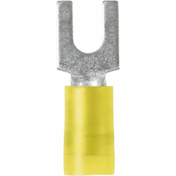 Standard Fork Terminal: Yellow, Nylon, Partially Insulated, #10 Stud, Crimp MPN:PN10-10F-L