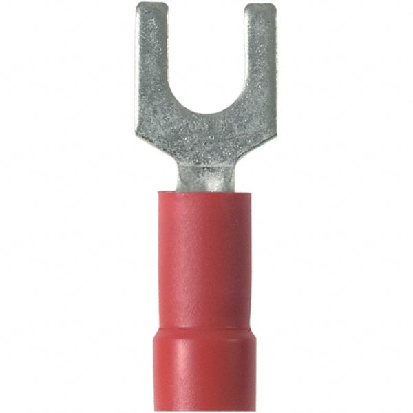 Standard Fork Terminal: Red, Vinyl, Partially Insulated, #10 Stud, Crimp MPN:PV18-10F-CY