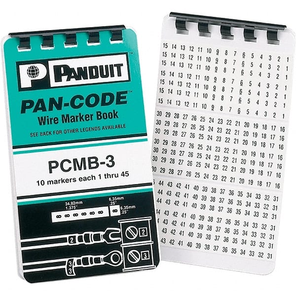 Wire Marker Books & Pens, Book Type: Numeric , Included Characters: 0-9 , Label Length: 1.3800in , Number Of Labels: 450 , Legend Color: Black  MPN:PCMB-1