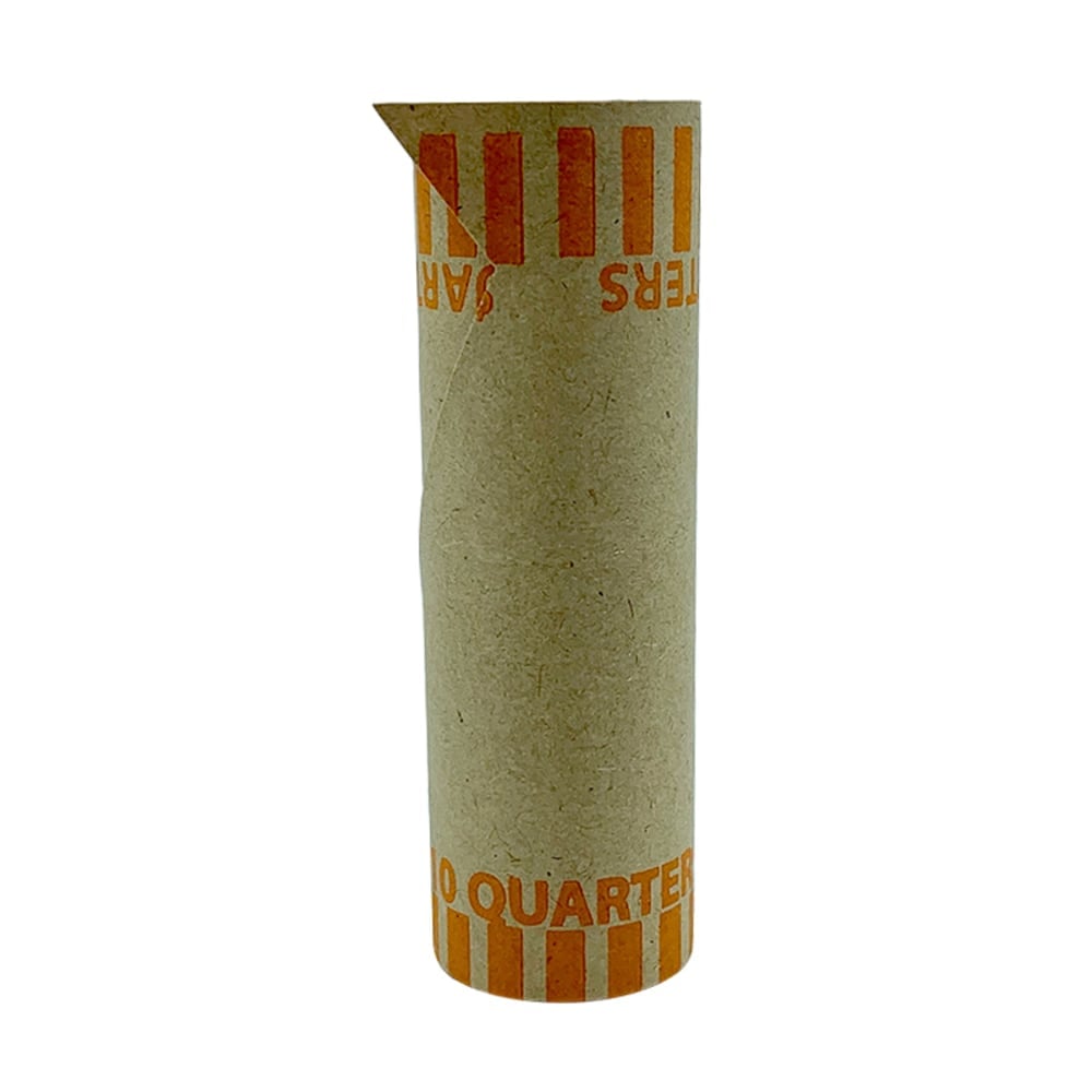 PAP-R Tubular Coin Wrappers - Total $10 in 40 Coins of 25cents Denomination - Heavy Duty, Burst Resistant - Kraft - Orange (Min Order Qty 3) MPN:20025