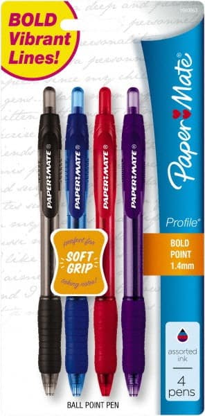 Retractable Ball Point Pen: 1 mm Tip, Assorted Ink MPN:1960663