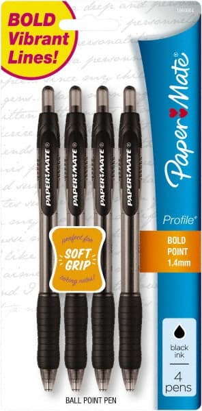 Retractable Ball Point Pen: 1 mm Tip, Black Ink MPN:1960664