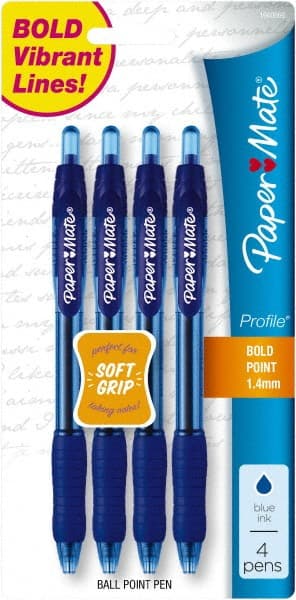 Retractable Ball Point Pen: 1 mm Tip, Blue Ink MPN:1960666