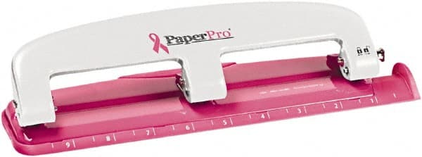 PaperPro. 12-Sheet Capacity ProPunch Pink Ribbon Compact 3-Hole Punch, Rubber Base, Pink MPN:ACI2188