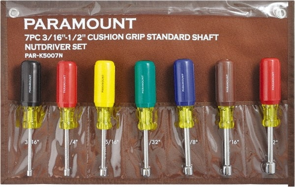 Nut Driver Set: 7 Pc, 3/16 to 1/2