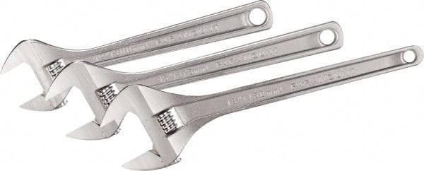 Adjustable Wrench Set: 3 Pc, 12