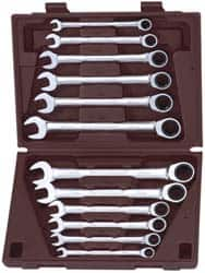 Ratcheting Combination Wrench Set: 12 Pc, Metric MPN:PAR-12PCBAGSET