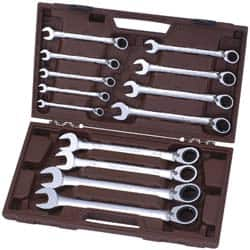 Reversible Ratcheting Combination Wrench Set: 13 Pc, 1