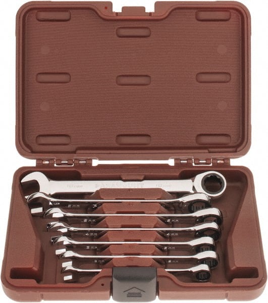 Ratcheting Combination Wrench Set: 7 Pc, Metric MPN:PAR-7PCBAGSETM