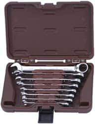 Reversible Ratcheting Combination Wrench Set: 8 Pc, 1/2