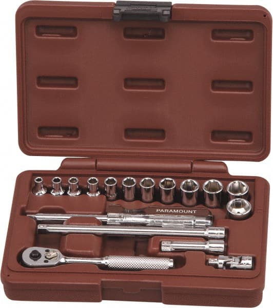 Standard Socket Set: 17 Pc, 1/4 mm Drive, 4.00 to 14.00 mm Socket MPN:PAR-14SKT-S17