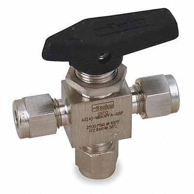 SS Ball Valve 3-Way Comp 1/8 in MPN:2A-MB2XPFA-SSP