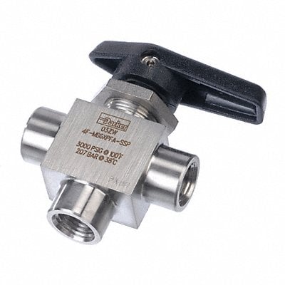 Ball Valve 1-Piece 3-Way 1/4in 3000 psi MPN:4F-MB6XPFA-SSP