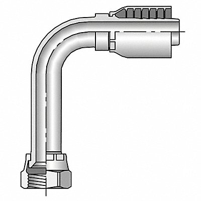 Crimp Fitting 90 Deg 1-1/4 I.D. F JIC MPN:14143-20-20