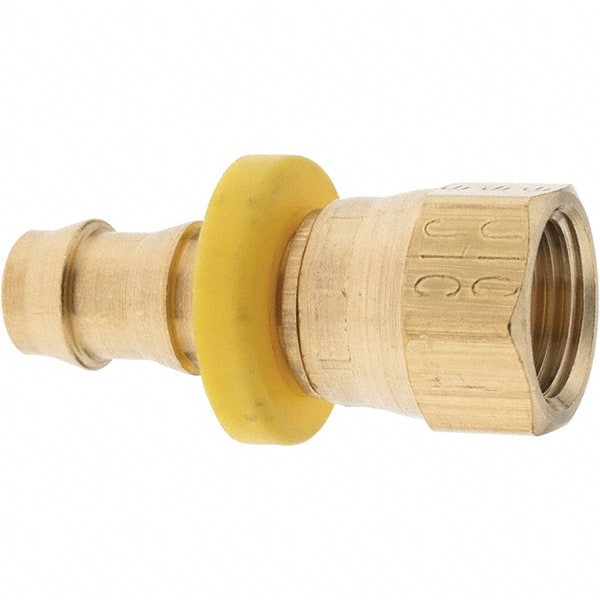 Barbed Push-On Hose Female Swivel: 9/16-18 FJIC, Brass, 3/8