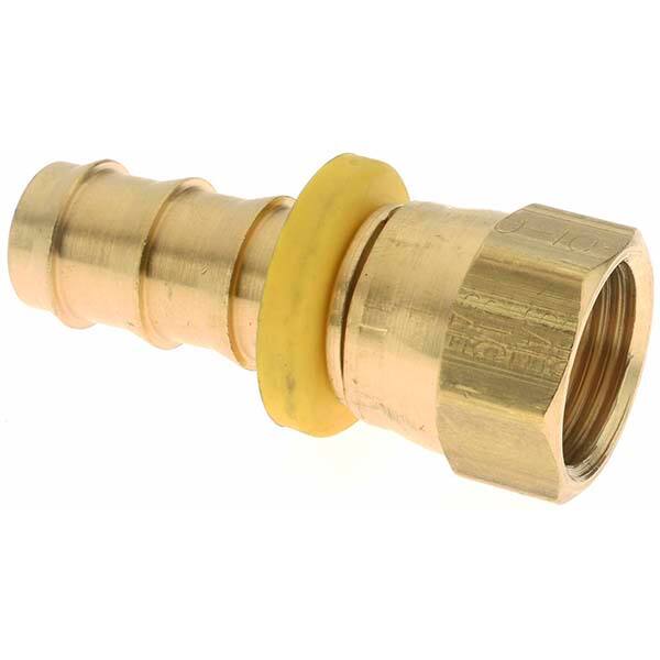 Barbed Push-On Hose Female Swivel: 7/8-14 FJIC, Brass, 5/8