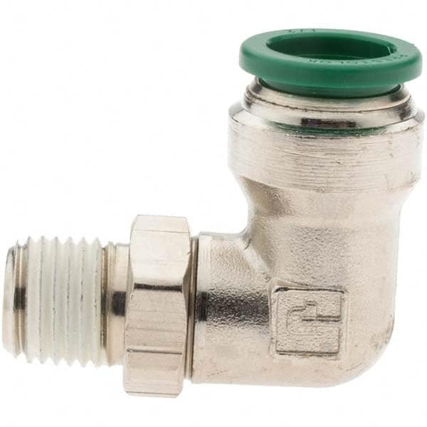 Push-To-Connect Tube to Male & Tube to Male NPT Tube Fitting: Male Swivel Elbow, 1/4