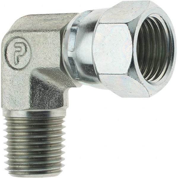 Steel Flared Tube Swivel Elbow Connector: 3/8