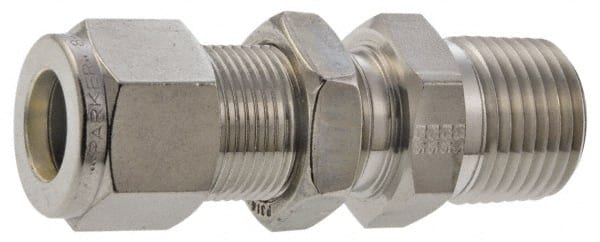 Compression Tube Bulkhead Connector: 3/8-18