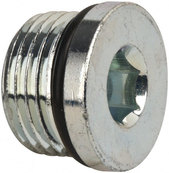 Industrial Pipe Hex Socket Plug: 7/8-14 Male Thread, Male Straight Thread O-Ring MPN:10 HP5ON-S