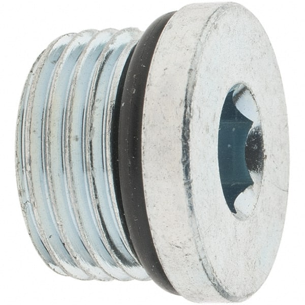 Industrial Pipe Hex Socket Plug: 3/4-16 Male Thread, Male Straight Thread O-Ring MPN:P00208