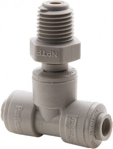 Push-To-Connect Tube to Pipe Tube Fitting: Male Swivel Branch Tee, 1/4