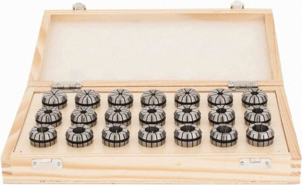 Collet Set: 21 Pc, Series ER32, 1/8 to 3/4