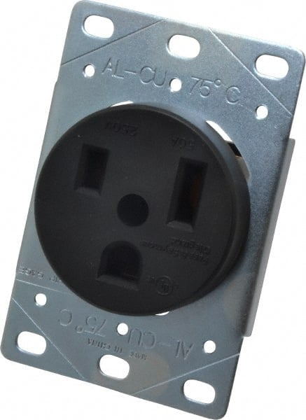 Straight Blade Single Receptacle: NEMA 6-50R, 50 Amps, Self-Grounding MPN:3804