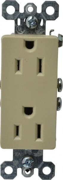 Straight Blade Duplex Receptacle: NEMA 5-15R, 15 Amps, Self-Grounding MPN:885I