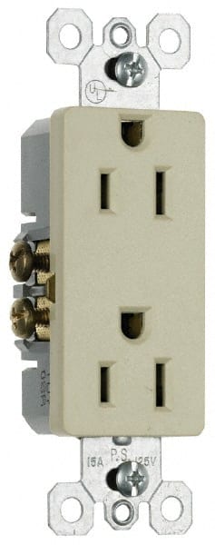 Straight Blade Duplex Receptacle: NEMA 5-15R, 15 Amps, Self-Grounding MPN:885LA