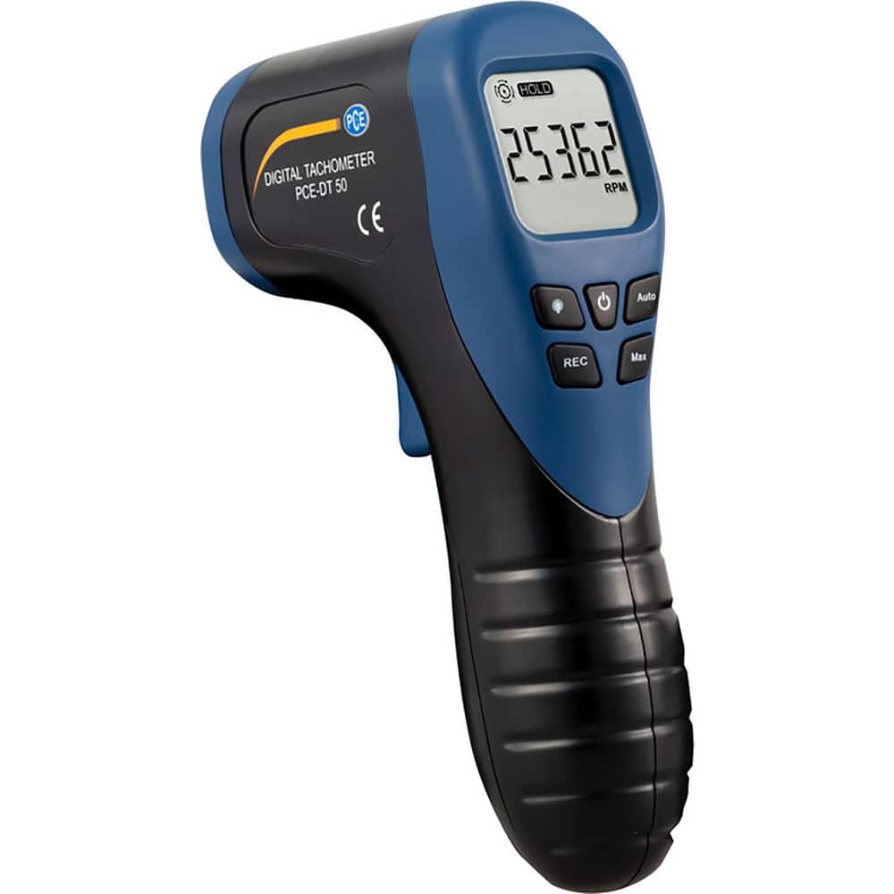 Tachometers, Tachometer Type: Digital Display, Laser Tachometer, Non-Contact, Minimum Measurement (RPM): 2.5 prm, Maximum Measurement (RPM): 99999 rpm MPN:PCE-DT 50