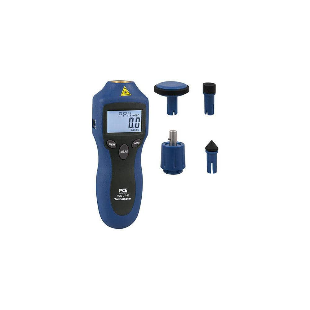 Tachometers, Tachometer Type: Contact, Digital Display, Rotary Adapter , Accuracy: 0.05% , Minimum Measurement: 2 rpm , Maximum Measurement: 99999 rpm  MPN:PCE-DT 65