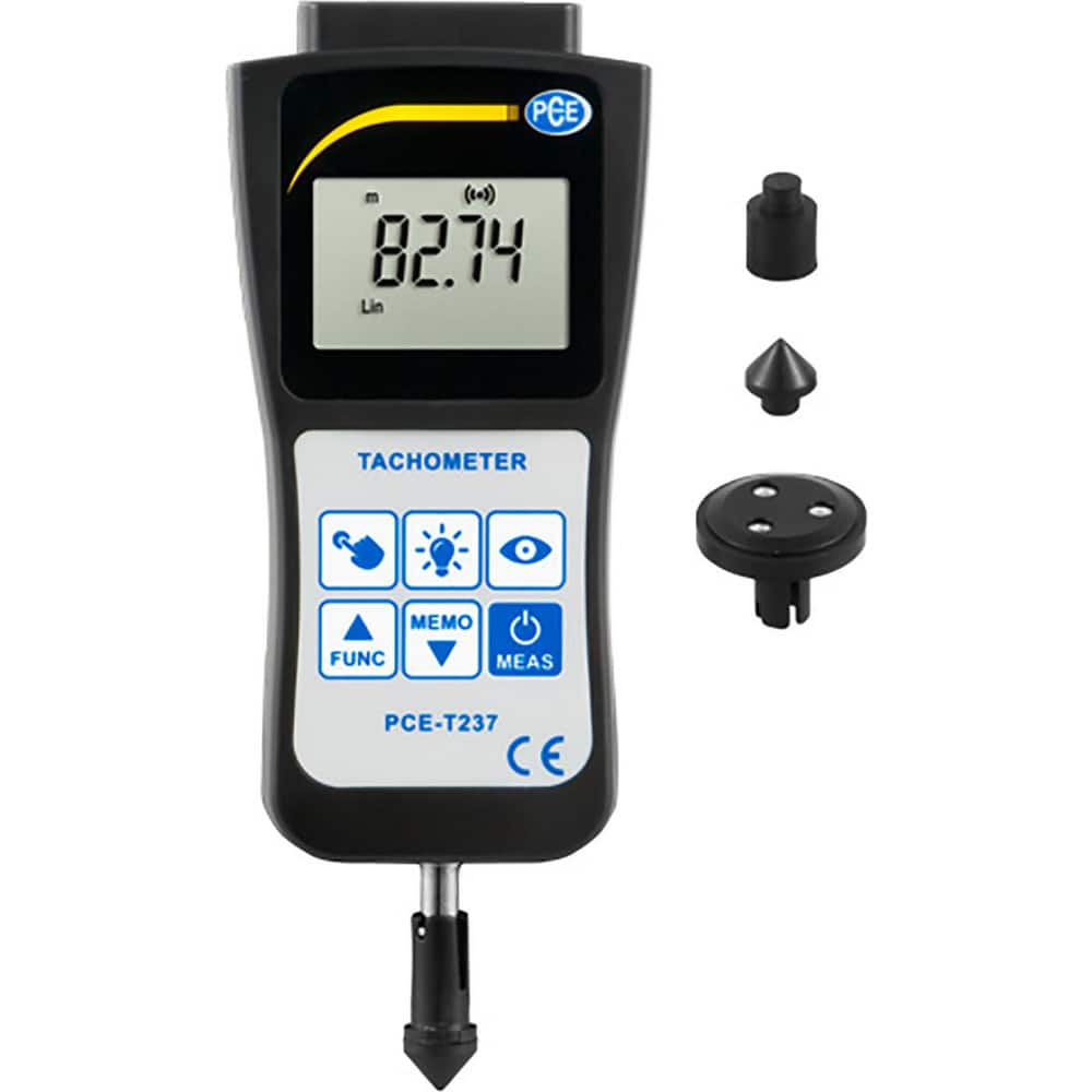 Tachometers, Tachometer Type: Digital Display, Photo/Contact Tachometer, Laser Tachometer, Non-Contact, Rotary Adapter, Contact MPN:PCE-T237