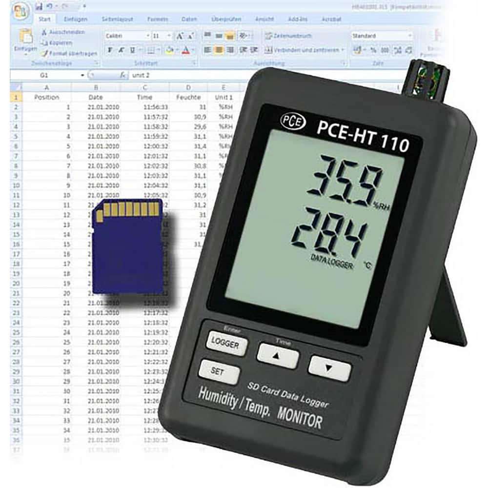 Thermometer/Hygrometers & Barometers, Product Type: Hygrometer, Temperature/Humidity Recorder, Thermo-Hygrometer , Probe Type: Build-in  MPN:PCE-HT110