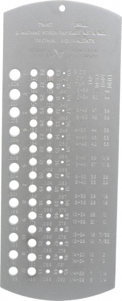 #60 Wire to #1 Wire Hole Size Drill Gage MPN:5051-H