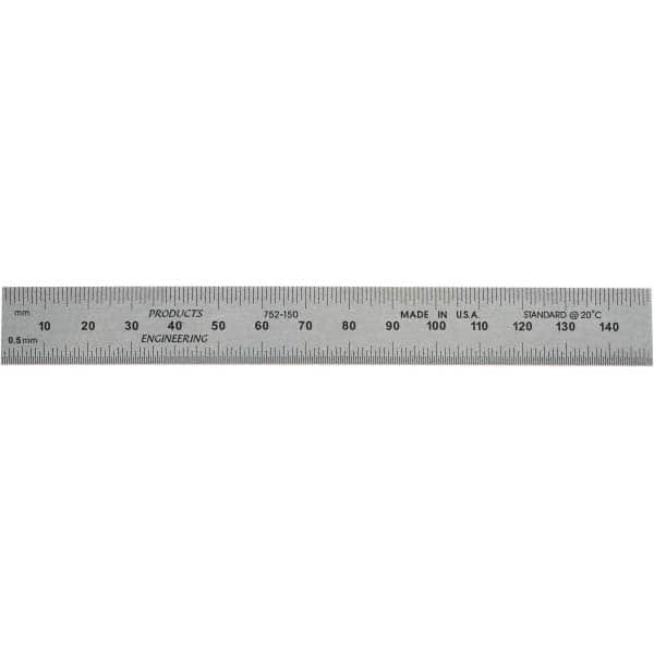 Steel Rule: Metric Graduation, Rigid, 3/4