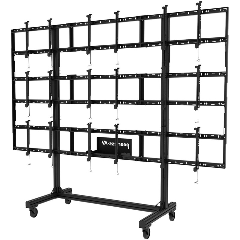 Peerless-AV Portable Video Wall Cart For 46in-55in Displays, 94.4inH x 10.1inW x 36.1inD, Black MPN:DS-C555-3X3