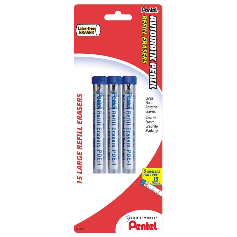 Pentel Quicker Clicker Eraser Refills, Pack Of 15 (Min Order Qty 24) MPN:PDE1BP3-K6