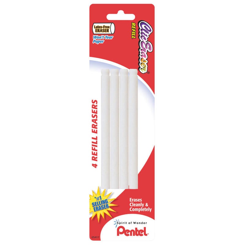 Pentel Clic Eraser Refills, 3 1/2in, White, Pack Of 4 (Min Order Qty 25) MPN:ZERBP4-K6