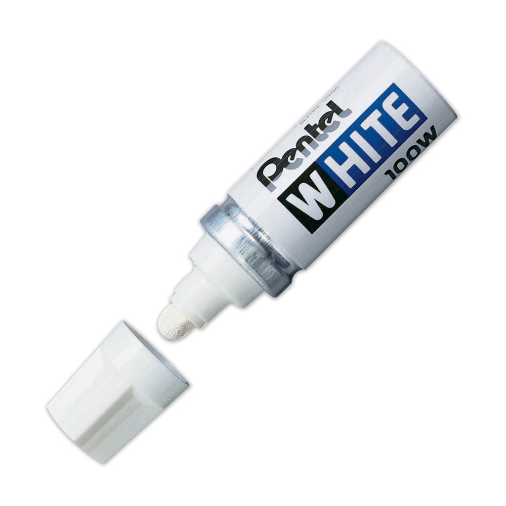 Pentel Felt Tip White Marker, Broad Point (Min Order Qty 14) MPN:100W