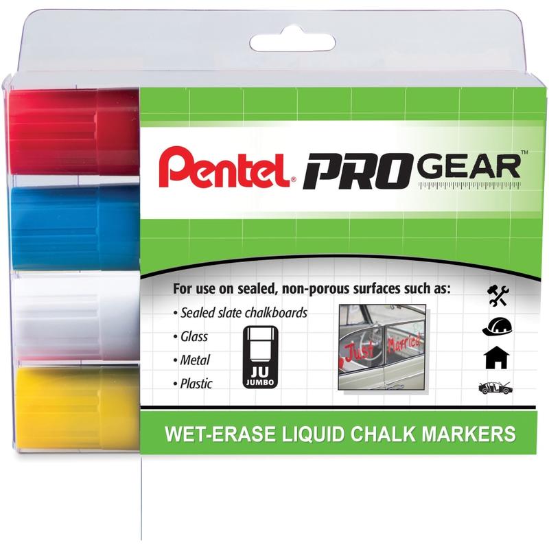 Pentel PROGear Wet-Erase Liquid Chalk Marker - Jumbo Marker Point - Chisel Marker Point StyleChalk-based Ink - 4 / Pack (Min Order Qty 4) MPN:SMW56PGPC4M1