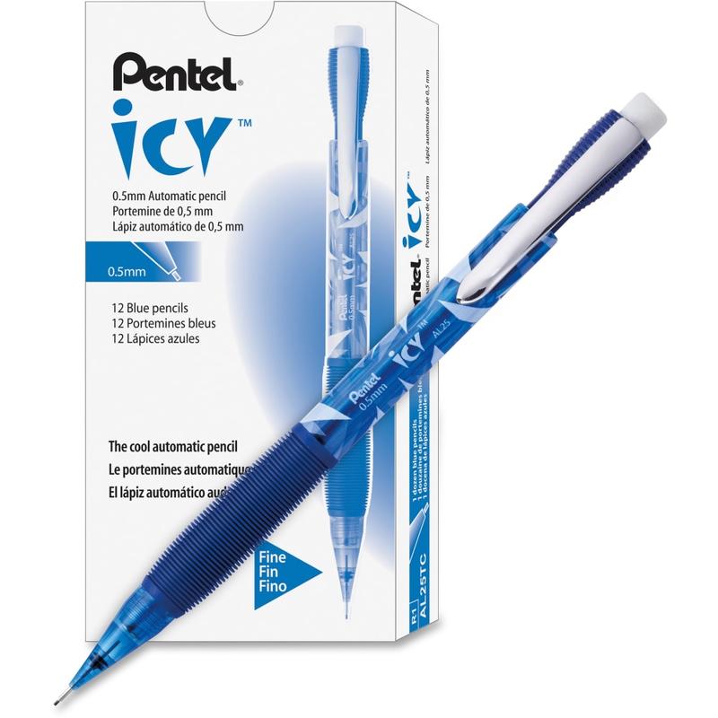 Pentel Icy Mechanical Pencil, 0.5mm, #2 Lead, Blue/Transparent Barrel, Pack Of 12 (Min Order Qty 4) MPN:AL25TC