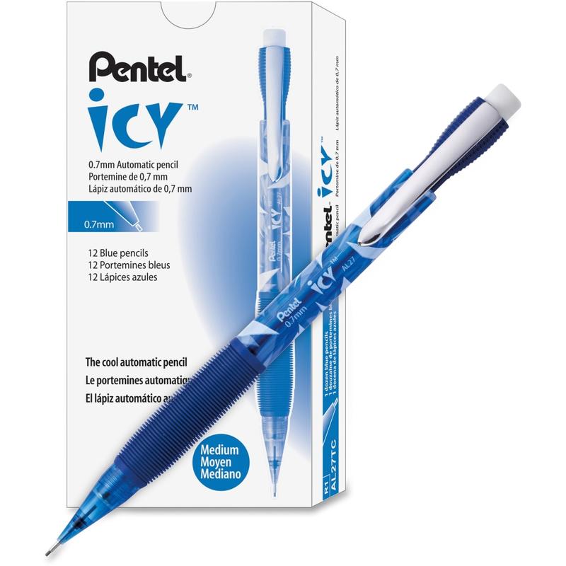 Pentel Icy Mechanical Pencil, 0.7mm, #2 Lead, Blue/Transparent Barrel, Pack Of 12 (Min Order Qty 4) MPN:AL27TC